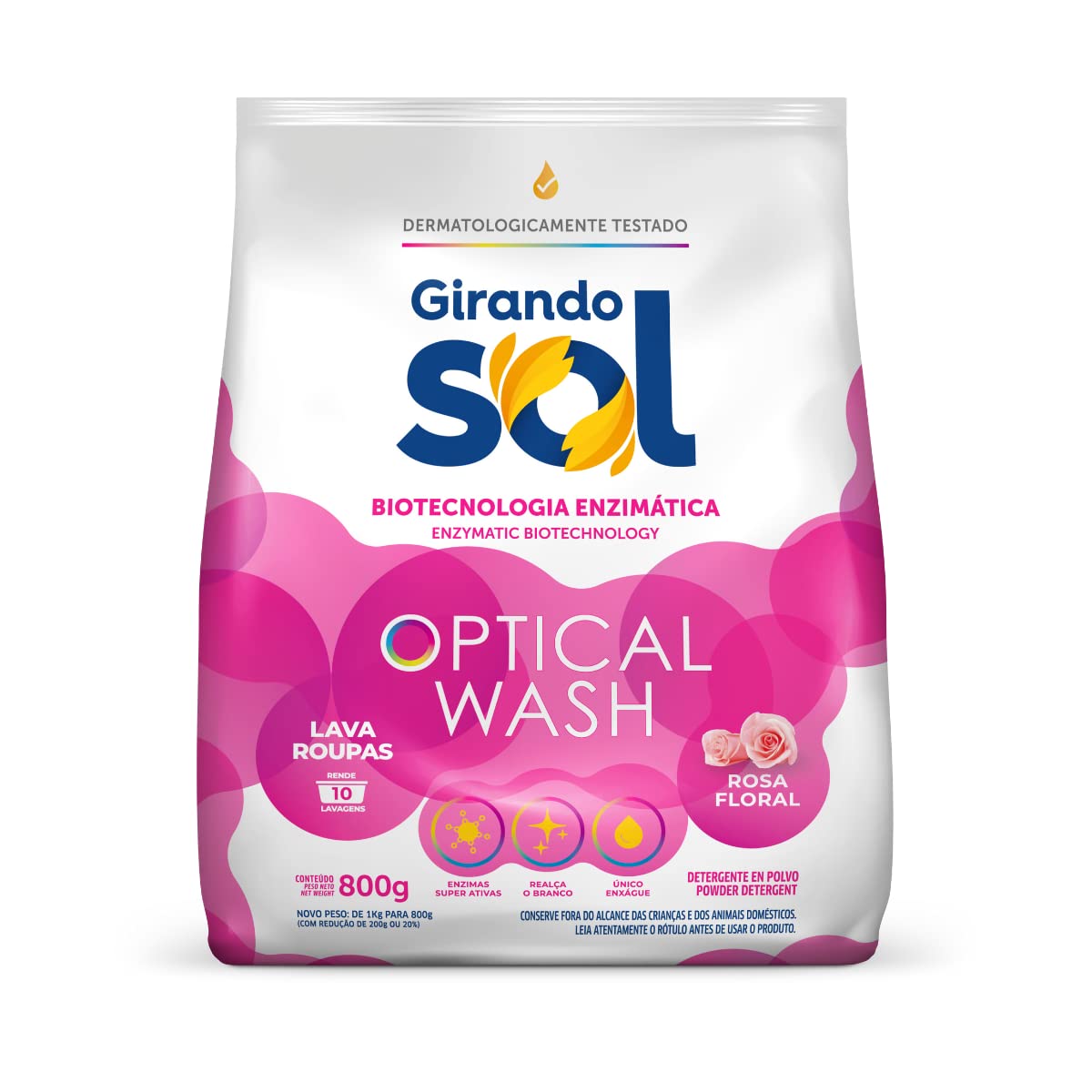 LAVA ROUPA ROSA FLORAL GIRANDO SOL 800G